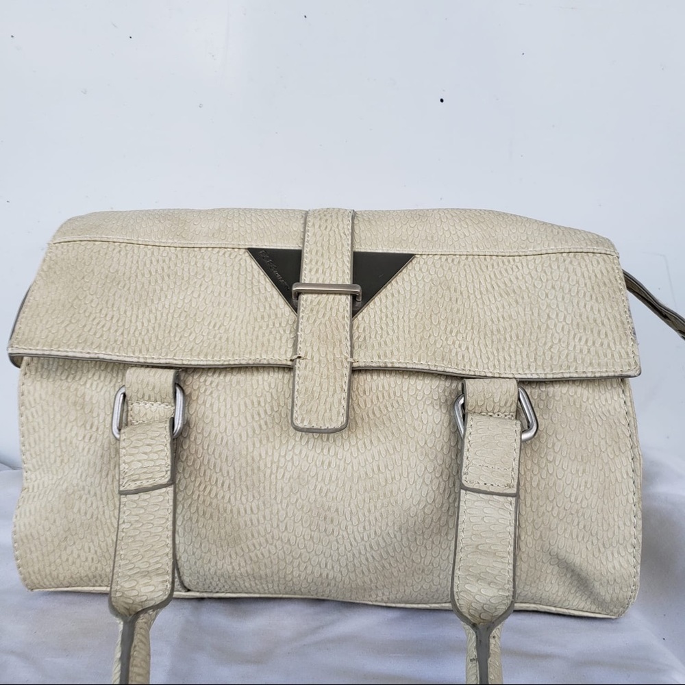 BCBG Animal Embossed Satchel Off White Hand Bag
